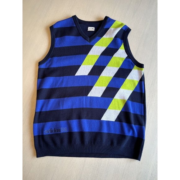 Adidas‎ Men’s Performance Golf Graphic Sweater Vest Blue Green Size Large - Picture 1 of 15